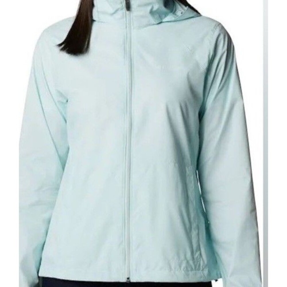 Columbia Women’s XS Mint Green Lightweight Hooded Windbreaker Jacket Full Zip